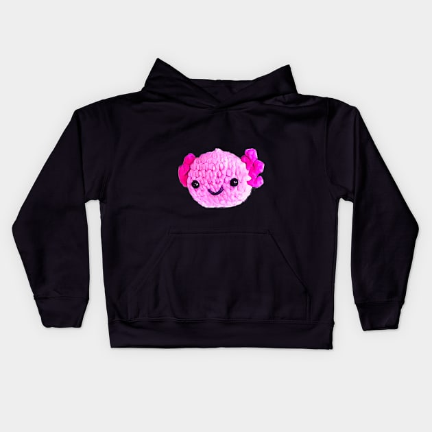 Pink axolotl face Kids Hoodie by Shadowbyte91